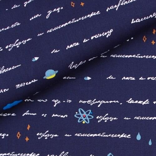 140cmx100cm Cotton Woven Fabric for textile, pathwork, cloth - letters on blue