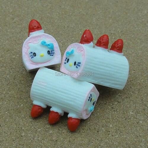 Resin light pink kitty cat bread 24mm Cabochons Jewelry Fit Mobile Phone Hairpin Headwear DIY Accessories B201-5