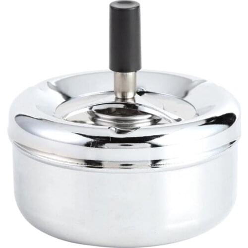 Round Spinning Ashtray Cigarette Ash Round Stainless Steel Ashtray Housewares Spinning with Cover