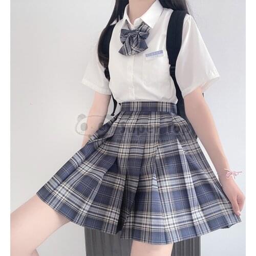 Summer JK School Uniform Suit Students Two Piece Set Women Short Sleeve Shirt and High Waist Pleated Mini Skirt Girls Japanese