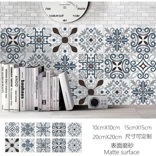 European Style Matte Surface Wall Sticker Non-slip Tile Decoration Film For Tiles /Ground in Kitchen Backsplash Art Wall Decals