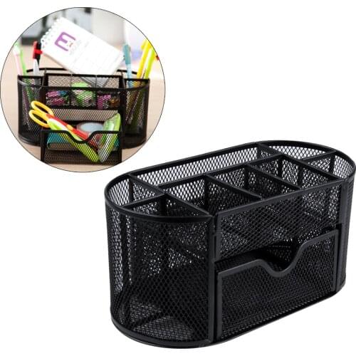 6 Grids/9 Grids Multifunction Desk Organizer Mesh School Office Stationery Storage Iron Metal Pen Pencil Holder Stand Container
