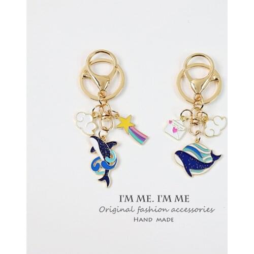 Trendy Whale Keychain Cute Dolphin Pendant for Pants Backpack Keyring for Man Women Kawaii Key Chains Charms Student Couple Gift