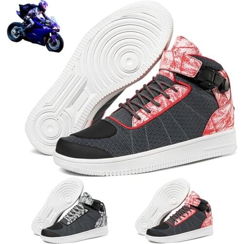Motorcycle Shoes Mens Mesh Breathable Sports Shoes Motorcycle Boots Trend Fashion Botta Ladies Street Racing Motorcycle Boots