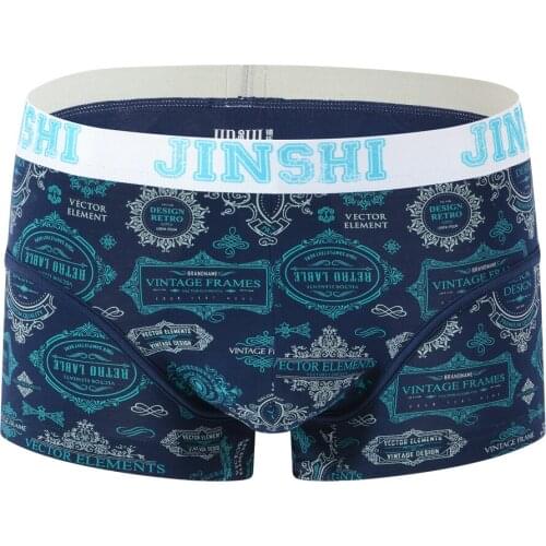 Men Boxer Briefs Underwear Bamboo Comfortable Breathable Print Mens Trunk Boxer Male Panties