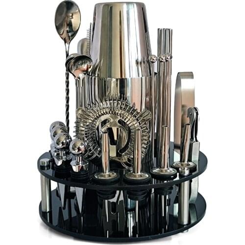Bartender Kit ,30-Piece Cocktail Shaker Set With Rotating Acrylic Stand,For Mixed Drinks Martini Bar Tools Stainless Steel
