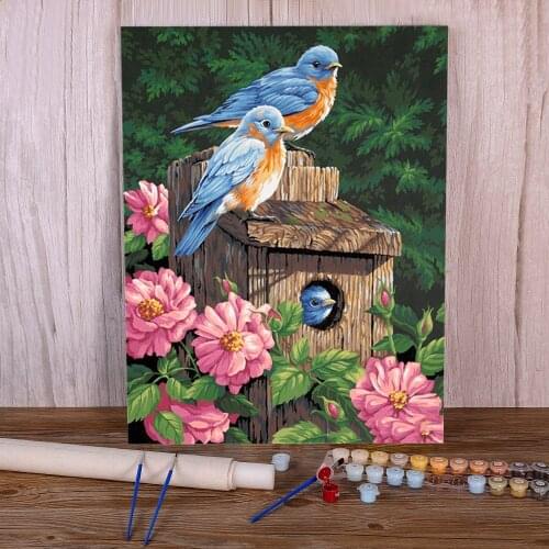 Bird Animal Paint By Numbers Package Acrylic Paints 50*70 Boards By Numbers Decorative Paintings Crafts For Wholesale