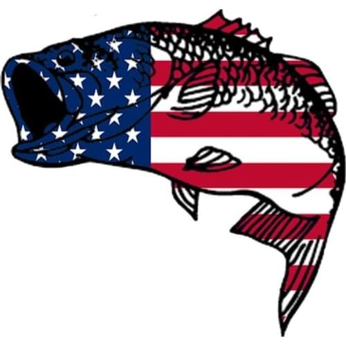 3" Bass Fish USA Flag Sticker Decal ing Bumper Patriotic United Auto Car Truck Boat