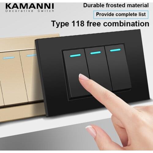 KAMANNI 118 Type wall Light Switch Socket Matte Black Two Gang Two Way Switch 114x72mm AC 110-250V For lighting Minimalist style