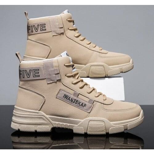 New Winter Men Boots Plush Warm PU Leather Waterproof High Top Casual Sneakers Shoes Work Boots Footwear Male Outdoor Travel