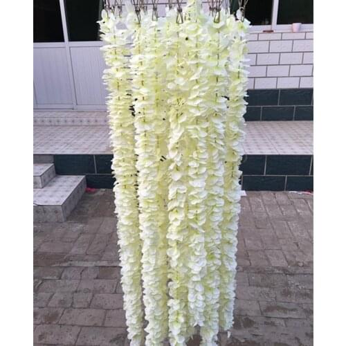 New Arrival Elegant Orchid Wisteria Vines Each Strip 1M Long Silk Artificial Decorative Flowers Wreaths For Wedding Party Deco