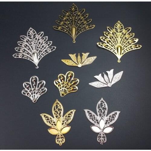 58x72mm Metal Filigree Flowers Slice Charms base Setting Jewelry DIY Components Findings