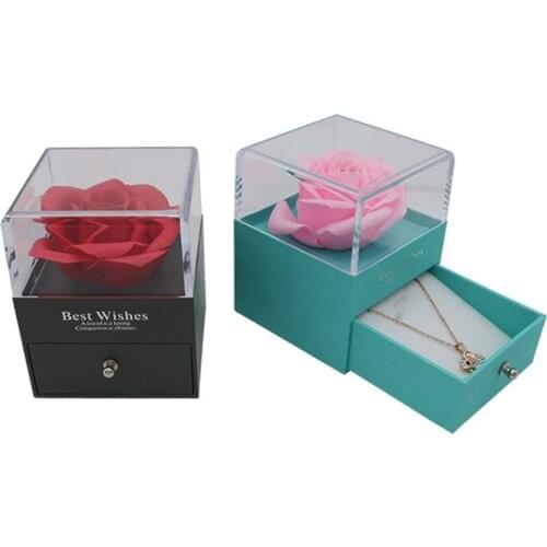 Personalized Jewelry Gift Box Little Girls Eternal Rose Drawer Engagement Ring Pendant Eternal Packaging Display Case
