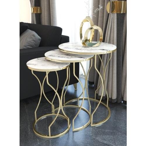 White Marble Patterned Gold Stylish Zigon Coffee Table Pad wohnzimmertisch طاولة غرفة معيشة столик из стекла