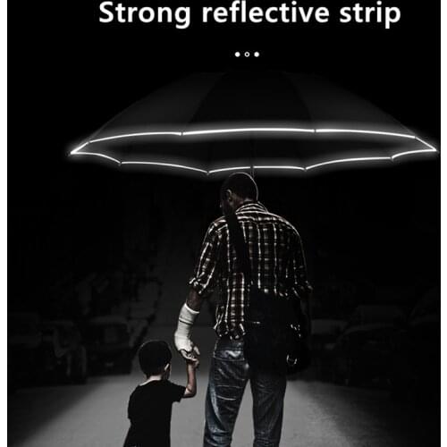 Xiaomi 10 Ribs LED Automatic Windproof Umbrella With Reflective Stripe Reverse Light Umbrella Three Folding Inverted Umbrellas