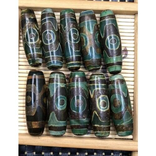 Tibetan dzi green three-eye accessories DIY Xingyue Bodhi clear texture, perfect appearance and beautiful jewelry wholesale