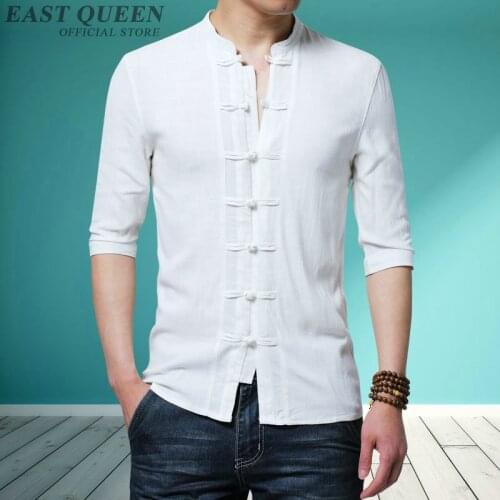 Traditional Chinese Clothing For Male Chinese Mandarin Jacket Cotton Linen Shirt Shanghai Tang Tops Oriental Clothes Men KK2860