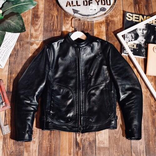 YR!Free shipping.2021 brand new rider style.1.2mm thick black Argentina cowhide jacket.men biker leather coat.quality