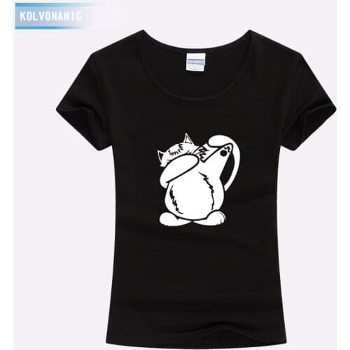 Dabbing Cat Funny T Shirts Women 2019 Cotton Cute Animal Dab Pose High Quality Printed T Shirt Christmas Shirt Womens Clothing
