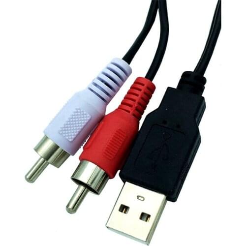 1pc 5FT USB 2.0 A Male To 2 Rca Phono Male AV Cable Lead PC TV AUX Audio Video Adapter 1.5M