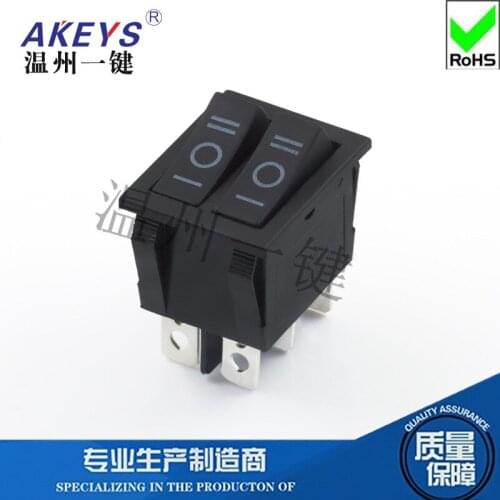 10PCS 6P3T KCD6 silver-plated point double-connection power button ship-type switch button