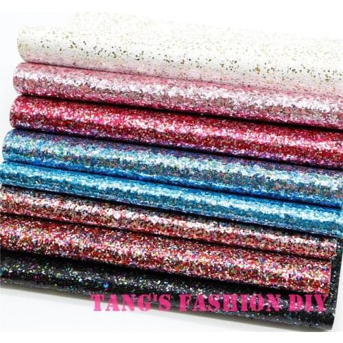 10 PCS/SET--20X22CM DIY Hair Bow Material CHUNKY Glitter Color Mix Synthetic Faux PU Leather