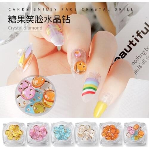Manicure Sequins Manicure Candy Smile Face Crystal Diamond Jewelry 10 Pack Manicure Art Decoration Acrylic Accessories Nails