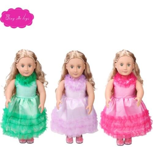 18 inch Girls doll dress Fashion princess evening gown American newborn skirt Baby toys fit 43 cm baby dolls c415-c417