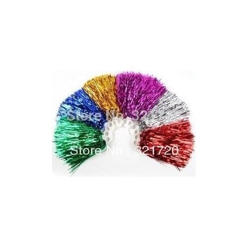 30g Cheerleader pompoms (50 pieces/lot) Metalic pompons Cheerleading sports supplies Color and handle can choose Free shipping