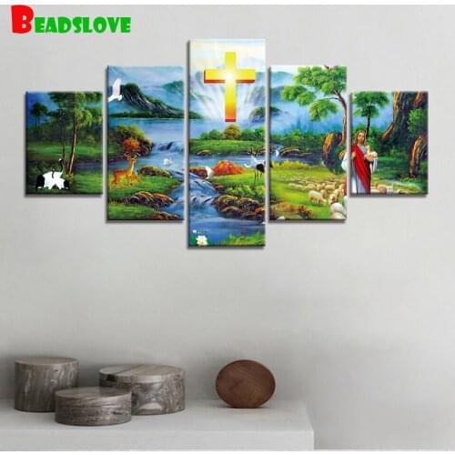 5d Diamond Painting Full Square Round 5 Piece Jesus Christ Cross Stitch Kit Diamond Embroidery New Arrival Diamond Mosaic Decor
