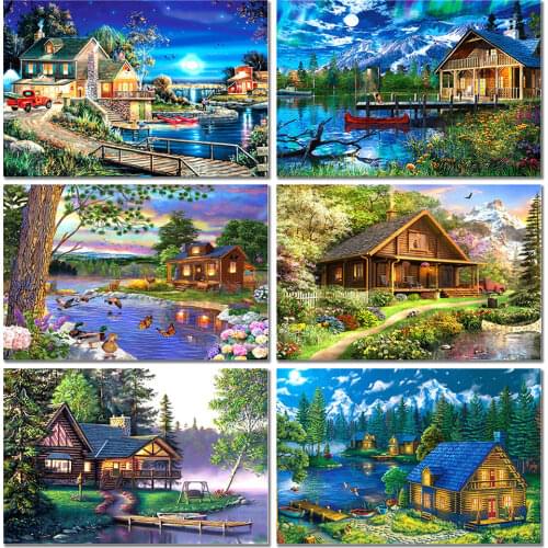 5D Country Pastoral Landscape Art Diamond Embroidery DIY Full Square Round Handmade Diamond Mosaic Home Decoration Gift