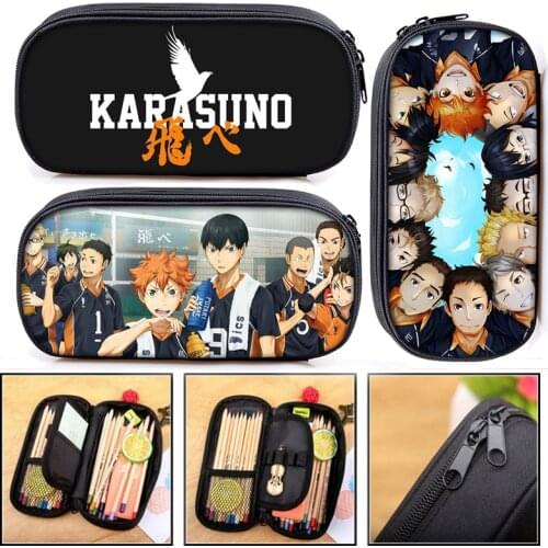 Anime Haikyuu! Cosmetic Case Pencil Holder Oya Oya Oya Haikyuu Pencil Box Bags Hinata Shoyo Hinata Fly High Girls Stationary Bag