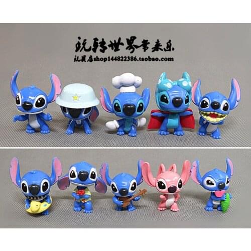 10PCS Anime Toy Figures 6cm Stitch Cute Suit PVC Model Toys Collection Ornaments Dolls Childrens Gifts