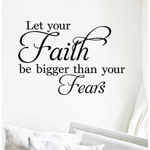 Large Let Your Faith Be Bigger Than Your Fears Wall Sticker Kids Room Office Inspirational Quote Wall Decal Bedroom Vinyl Decor