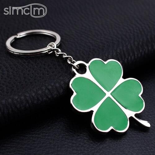Green Four-leaf Clover Fortune Keychain Creative Key Car Chain Ring for Girl Pendant Bag Accessories Cute Keyring Gifts Hot Sale