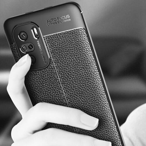 Pebbled Leather Texture Back Case For Poco F3 Xiaomi Redmi K40 Pro Matte Frosted Soft TPU Silicone Protector Cover