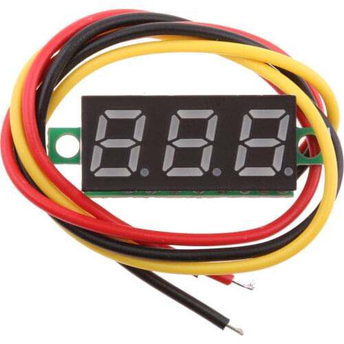 Mini Digital DC Voltmeter, Three Wire 0 - 100V DC Voltmeter Voltage Tester, Volts Test Meter - 4 Colours