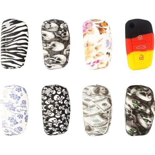 Silicone Car Key Case Cover Protector Flip Car Key Case Shell Fob Shell Skin Holder for Audi A3 Q2L Q3 S3 RS3 A4 A6 A6L A8 Q7