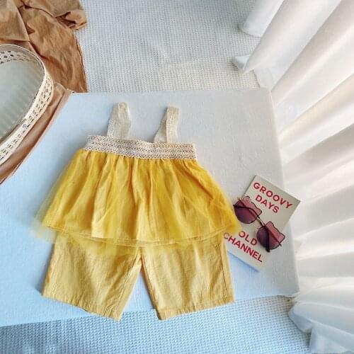 Children Sets For Girls Sling Top+pants Summer Two Piece Suit 2021 New Vest Childrens Princess Kids Clothes