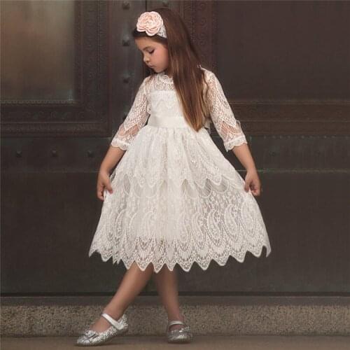 Lace Girls Dress Dresses Long Sleeve Princess Autumn Kids Girls Dress Flower Embroidery Dresses Kids Party Ball Gown Clothing