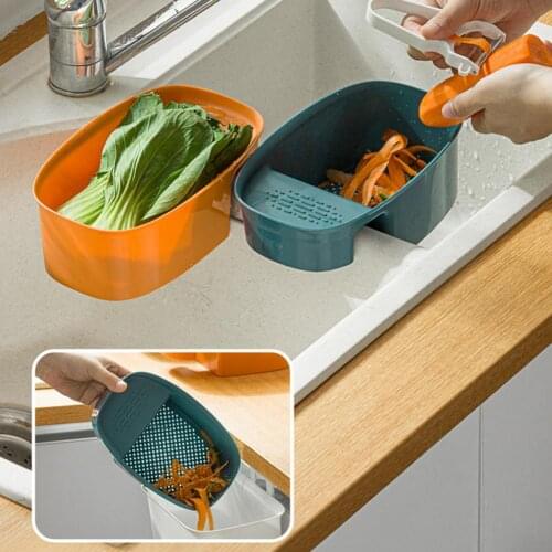 Sink Strainer Hanging Drain Basket Fruit Vegetable Kitchen Waste Filter Basket Sponge Hanging Basket Storage Rack Kitchen Shelf