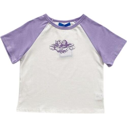 Summer new style Korean Slim Short Printed O Neck Short Sleeve T-Shirt Women