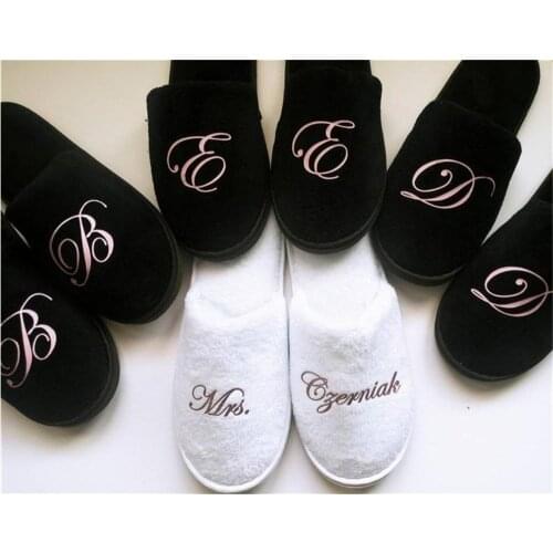 Terry rose gold bride groom Slippers custom monogram Wedding Slippers bridesmaid proposal gift maid of honor slippers SPA favor