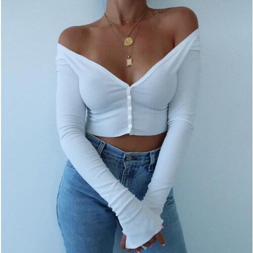 Fashion Women V-neck Tee Tops T-shirts Sexy Femme Short Crop Top T-Shirt Women Button Up Cropped Top Summer Slim Top Clothes