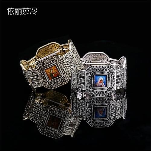Elastic Alloy Fashion Alloy Cross Bracelet, Bracelet of Jesus Rosario Holy Center Mercy Jesus Saint Religious Icon