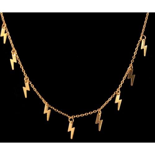 Trendy Alloy Lightning Pendant Necklace Women Simple Fashion Short Clavicle Chain Choker Necklaces Collares Jewelry