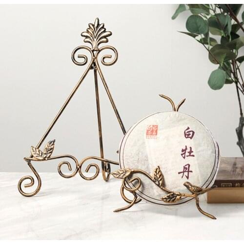 Table Iron Display Rack Photo Frame Decoration Flowers Leaf Shape European Style Foldable Stand Home Decor Frame