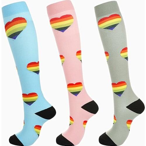 Running Men Women Socks Sports Compression Happy Tube Socks Support Nylon Unisex Outdoor Racing Long Pressure Stockings High