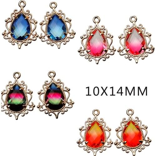 New 4p pear 18k Gold Plated crystal Rhinestone Charm Pendants for Diy Earrings Findings Necklace Charms Accessories Materials