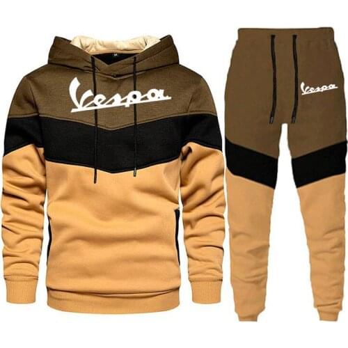 2021 New Autumn Winter Mens Sportswear Printed Jacket Sweatshirts + Sweatpants 2-Piece Set Jogger Casual Roupas Masculinas